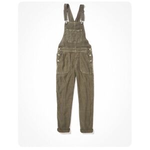 American Eagle Women Tomgirl Woven Overall Light Green